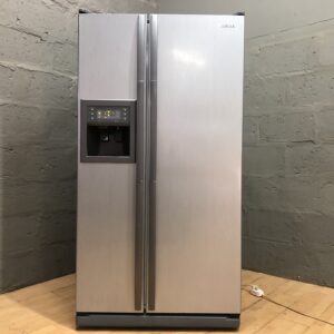 Samsung side-by-side refrigerator with external ice & water dispenser, silver finish