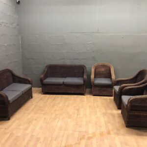 Five-piece Wicker/Rattan Seating Set with Removable Grey Cushions