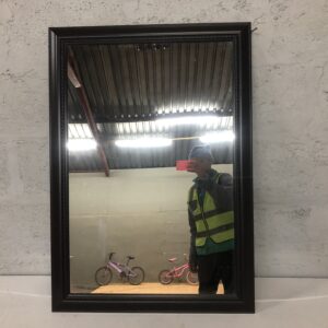 Rectangular Framed Wall Mirror with Dark Brown Frame — Good Condition