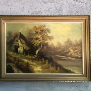 Framed Landscape Painting on Canvas — Decorative Gold-Coloured Frame