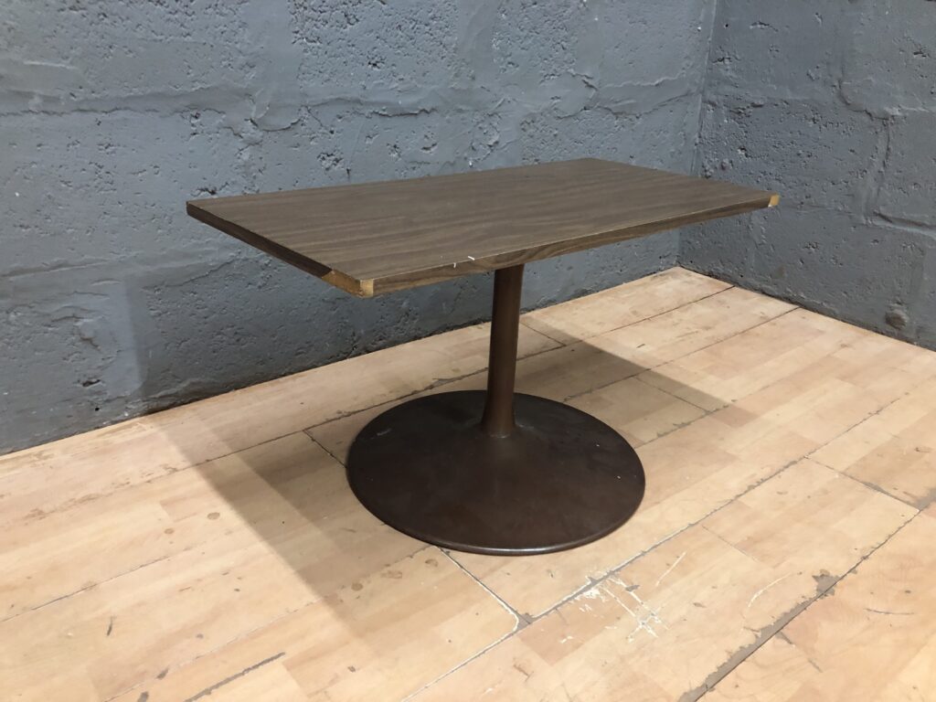 Rectangular Pedestal Table with Round Metal Base – Used, 1 Piece