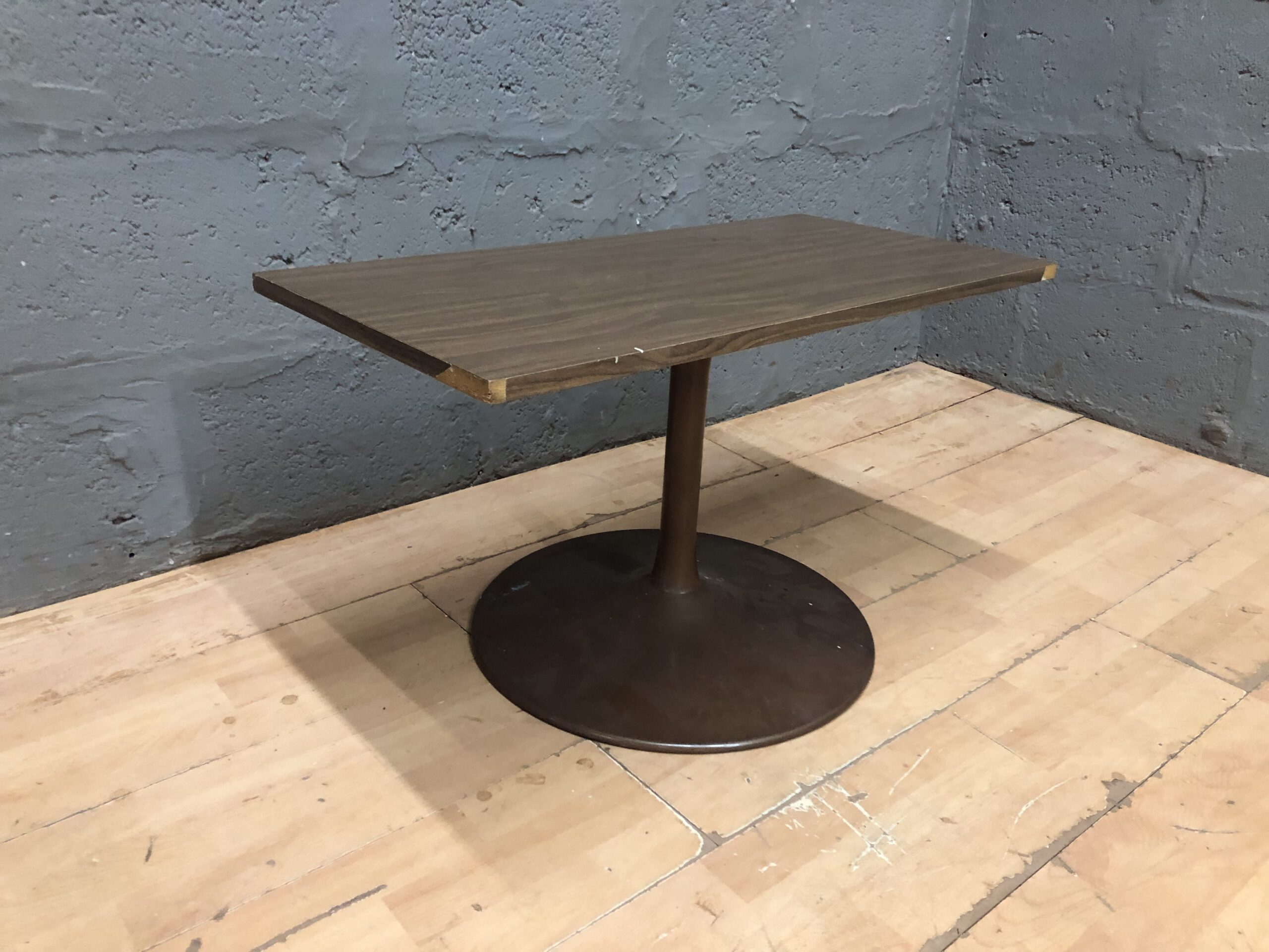 Rectangular Pedestal Table with Round Metal Base – Used, 1 Piece