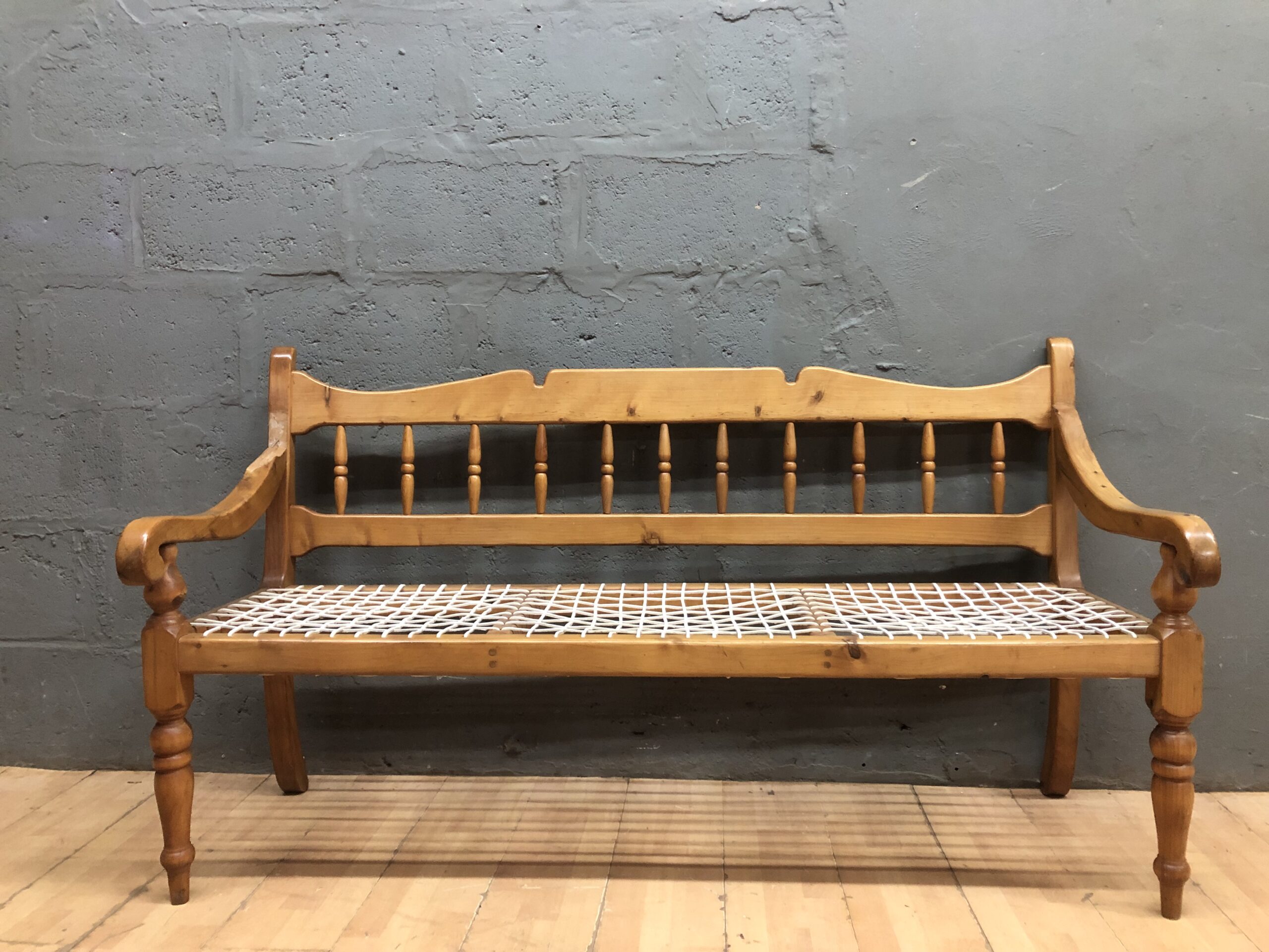 Bench with Woven Seat — Chipped Arm and Exposed Screw (1pc)