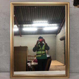 Large Gold-Framed Rectangular Wall Mirror, 103 x 132 cm