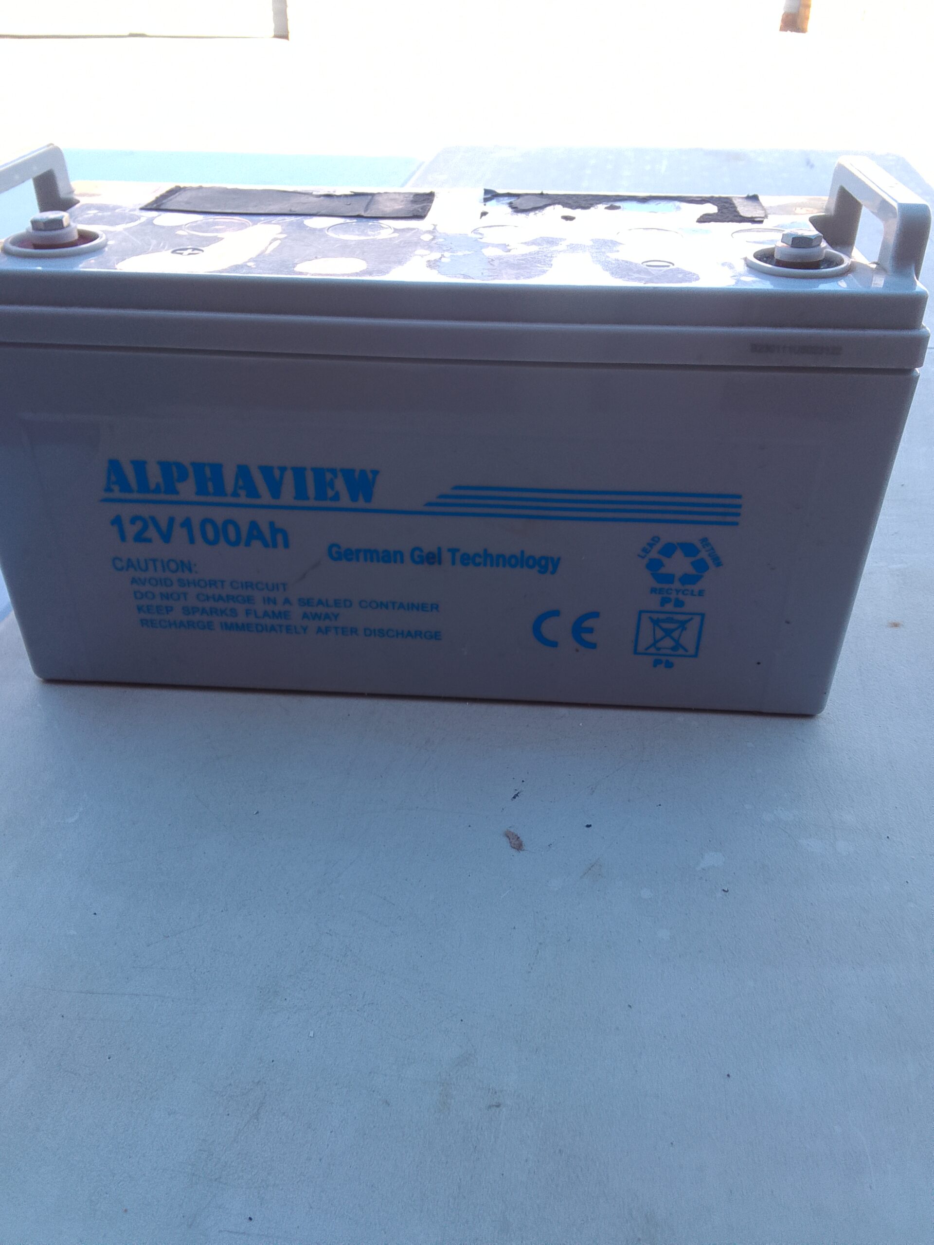 12V 100Ah Gel Battery (ALPHAVIEW) – Used, Untested