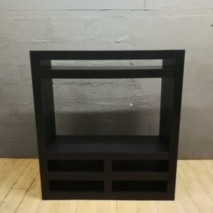 Black freestanding shelving unit / cabinet, 136 × 46 × 150 cm