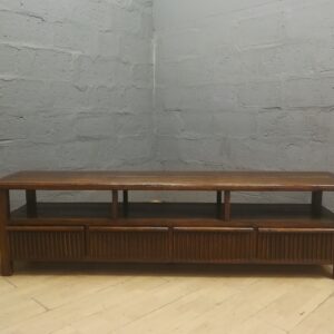 Long Low Media Cabinet / TV Stand with 3 Ribbed Drawers & 3 Open Shelves