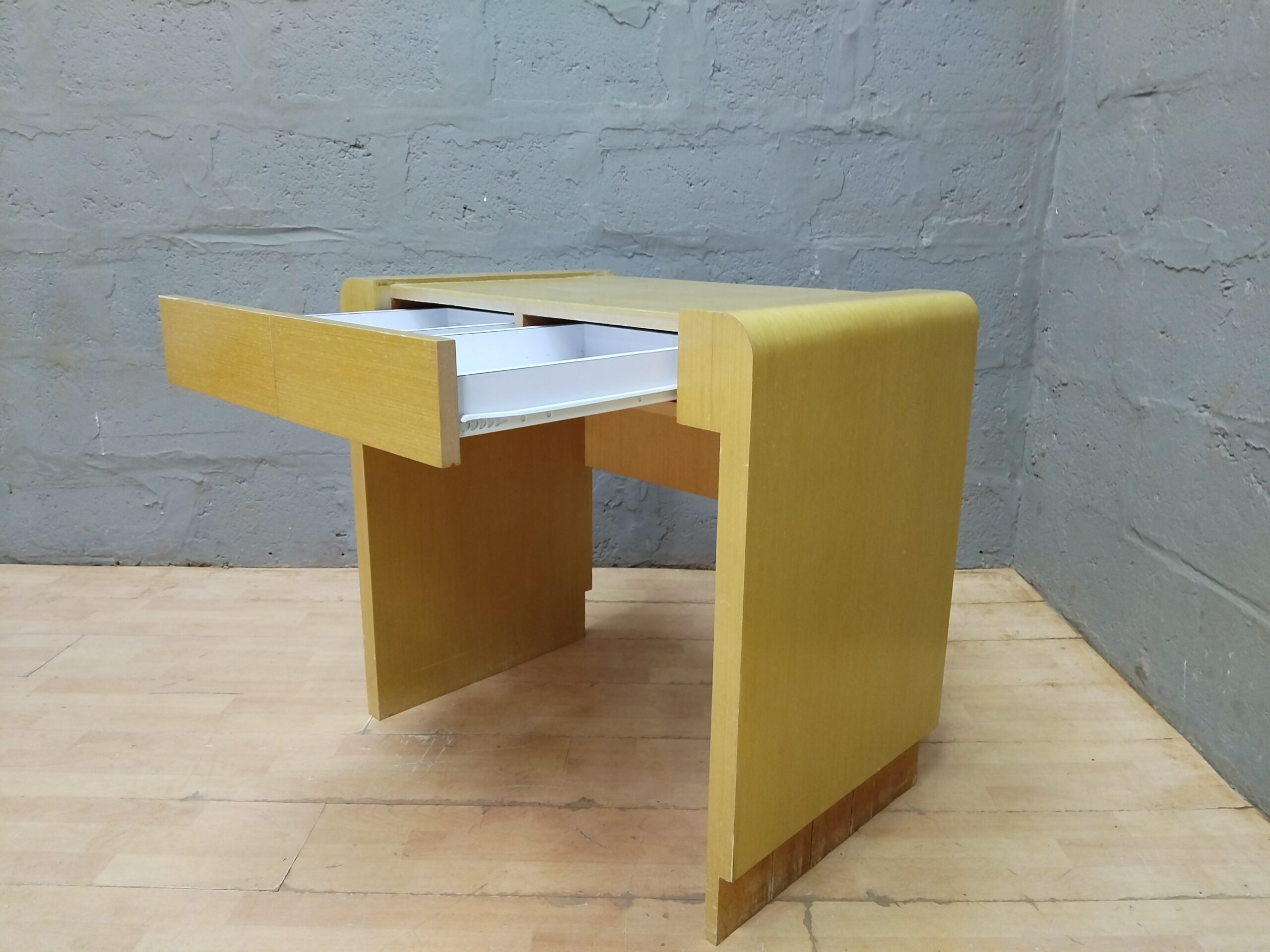 Small Light Wood-Colour Desk / Side Table with Two Shallow Drawers