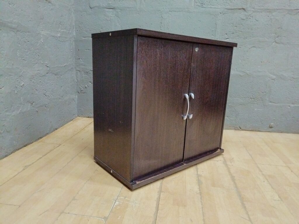 Small Two-Door Dark-Brown Cabinet with Internal Shelf — 80 x 41 x 75 cm