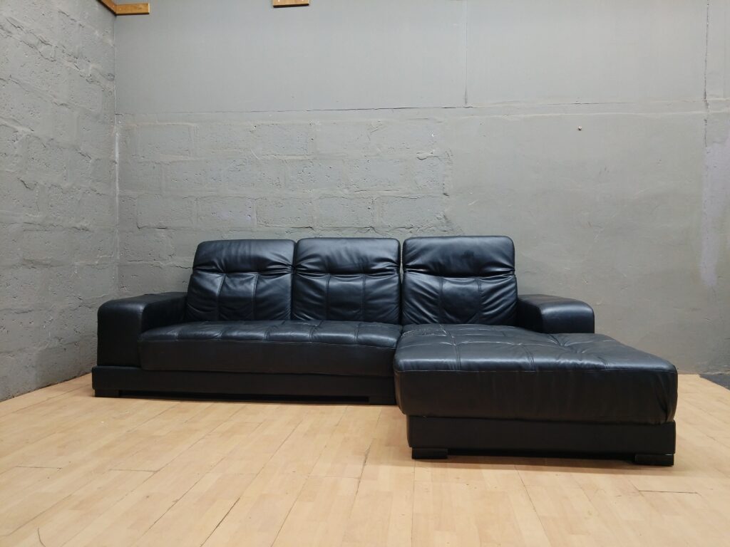 Black Sectional Sofa with Chaise — Used, Significant Upholstery Wear