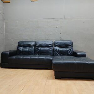 Black Sectional Sofa with Chaise — Used, Significant Upholstery Wear