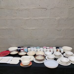 Assorted Dinnerware & Mugs Lot — Approx. 50 Pieces, Mixed Ceramic/Porcelain