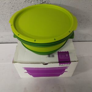 Green Tupperware-style 3-piece Plastic Bowl Set with Strainer Insert & Lid