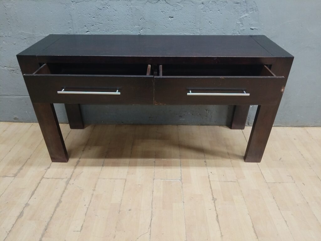 Dark Brown Two-Drawer Console Table, 160 x 50 x 83 cm — Single Item