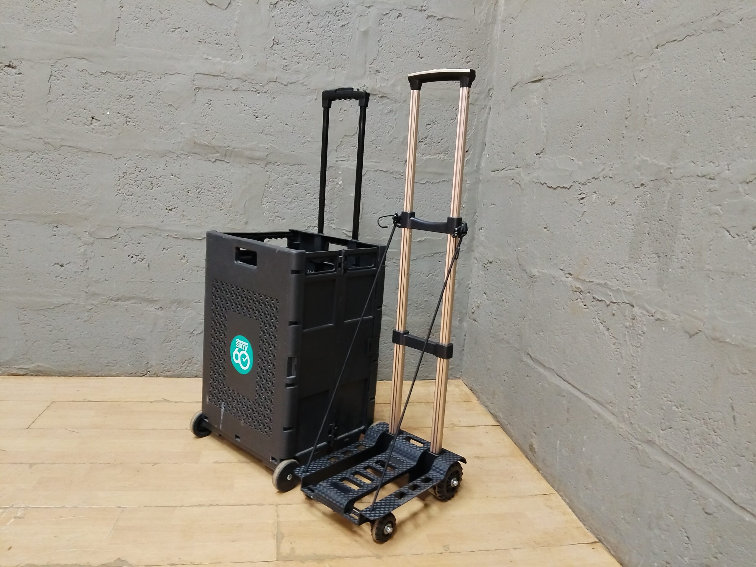 Two-piece set: Folding Wheeled Crate and Folding Platform Trolley