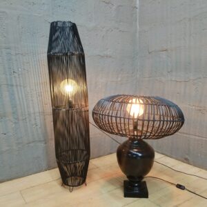 Pair of Decorative Black Lamps — Floor Lamp + Table Lamp (2-piece set)