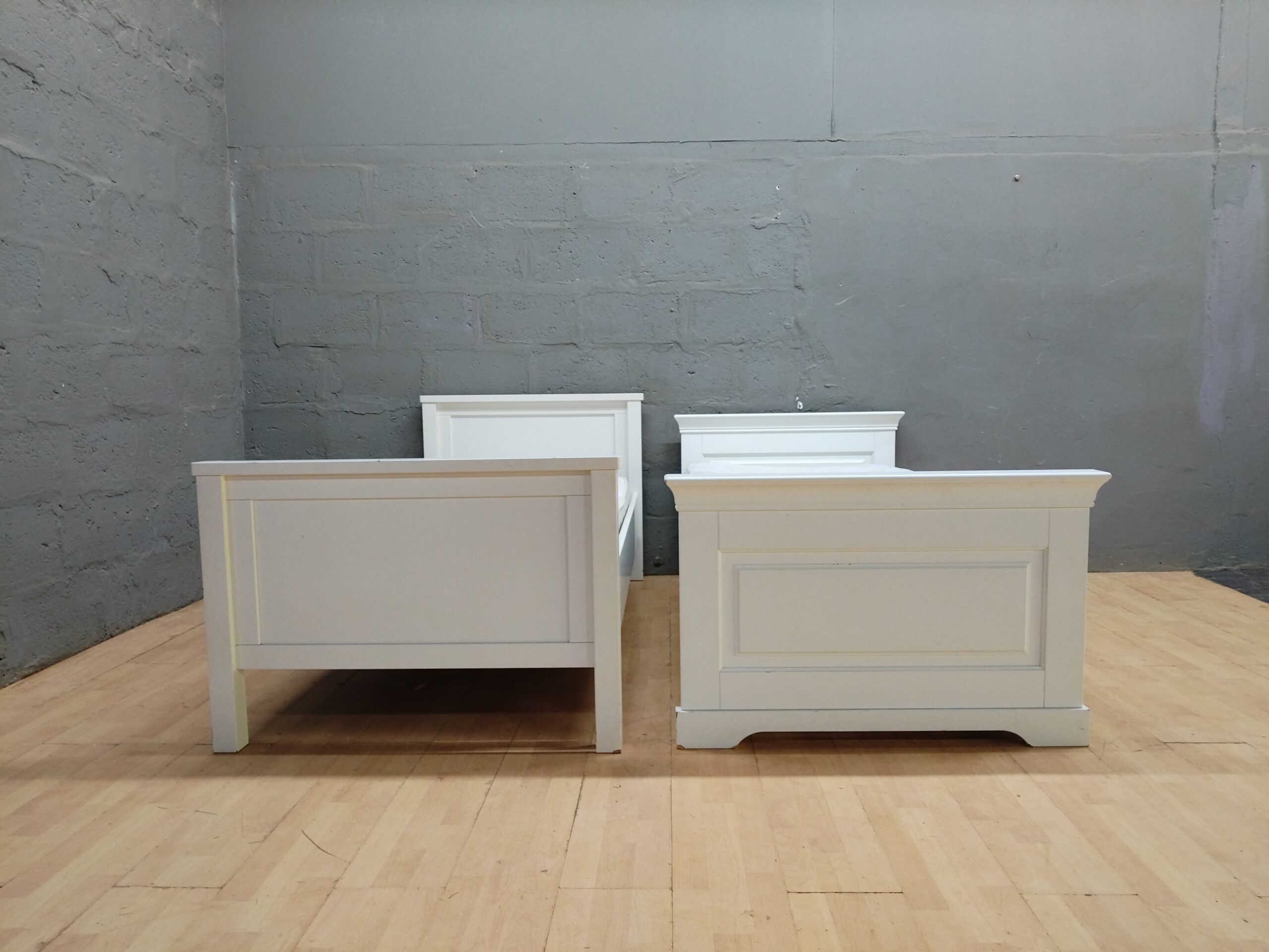 Pair of Single Mattresses on Two White Single Bed Frames — Little Home at John Lewis