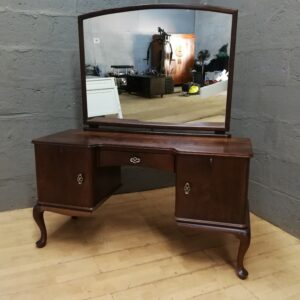 Dark Brown Solid-Wood Dresser / Vanity with Mirror — Single Piece, Mirror Attached