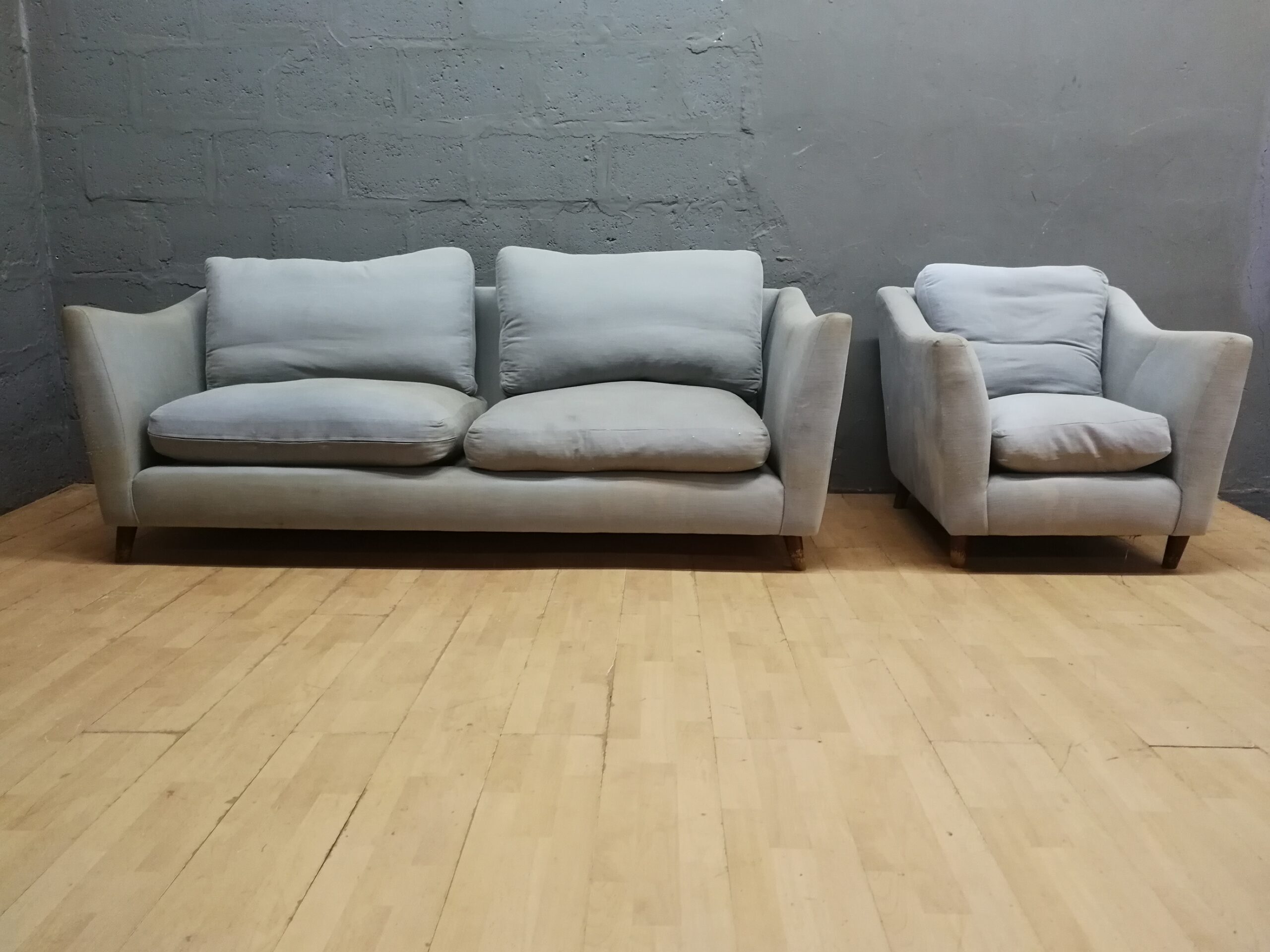 Light Neutral Upholstered Sofa Set — 2pc (Sofa + Armchair)