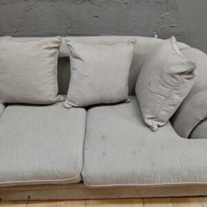 Beige L-Shaped Sectional Corner Sofa with Loose Cushions (Beige/Cream)