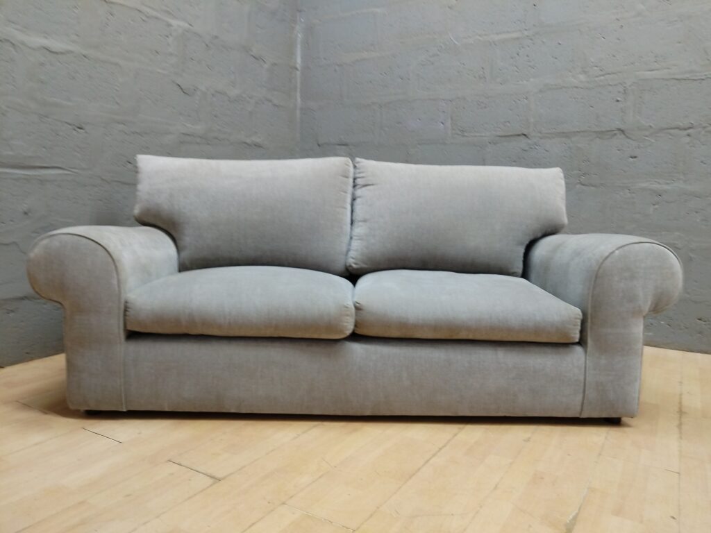 Two-seat upholstered sofa / loveseat in light beige-grey, L190 x W87 x H80 cm