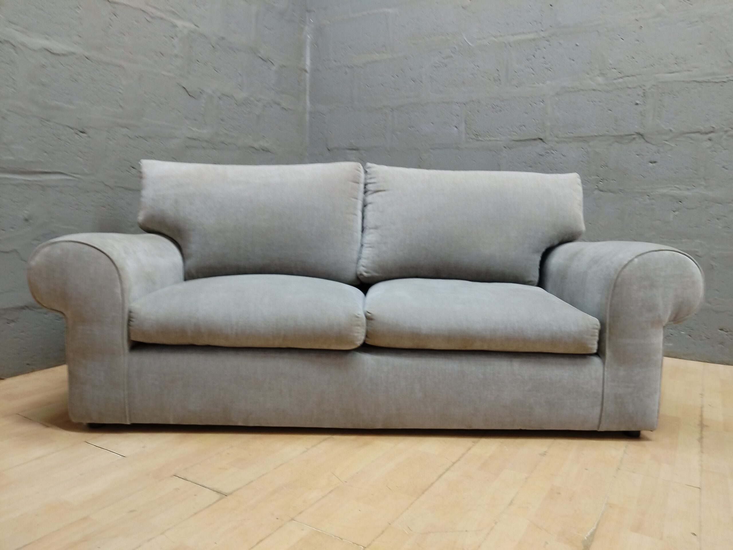 Two-seat upholstered sofa / loveseat in light beige-grey, L190 x W87 x H80 cm