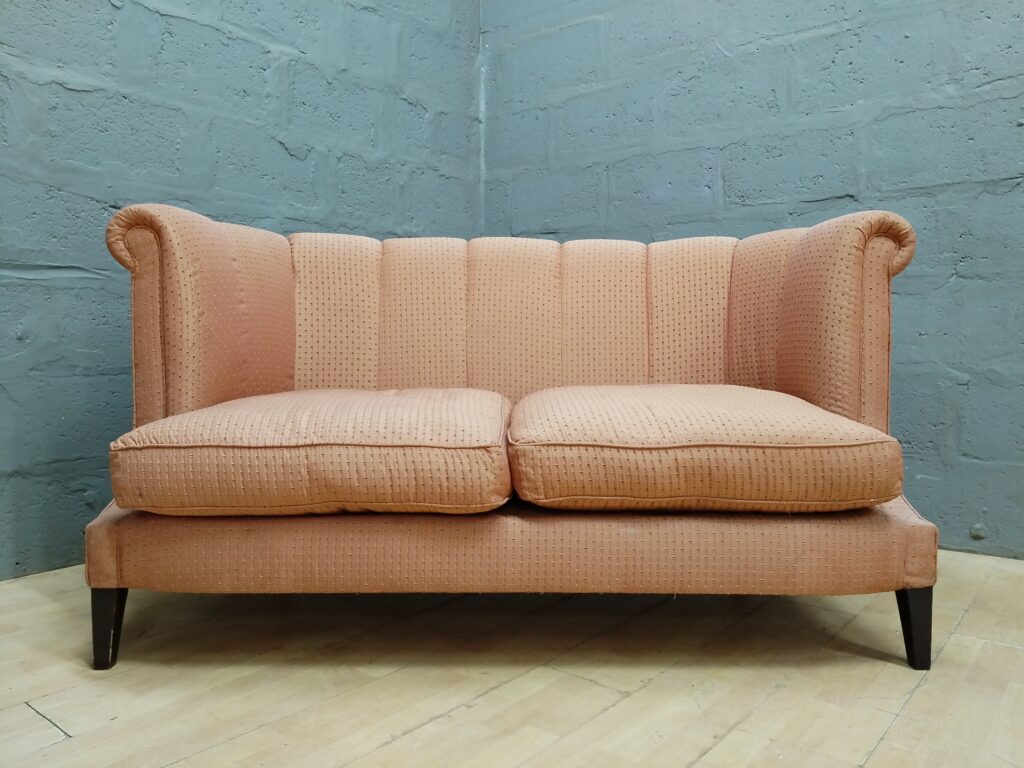 Peach/Pink Upholstered Two-Seat Sofa / Loveseat (170 x 80 x 90 cm)