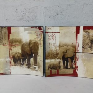 Pair of Curved Elephant Print Wall Panels (Set of 2)