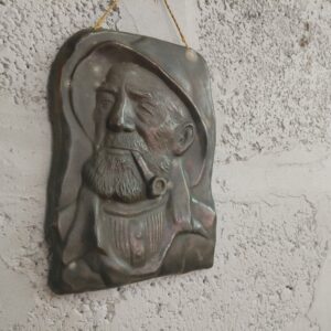 Decorative Wall-Hanging Relief Plaque of Bearded Man with Pipe, 17 x 22 cm