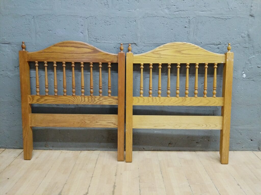 Pair of Turned-Spindle Wooden Headboards (Set of 2)