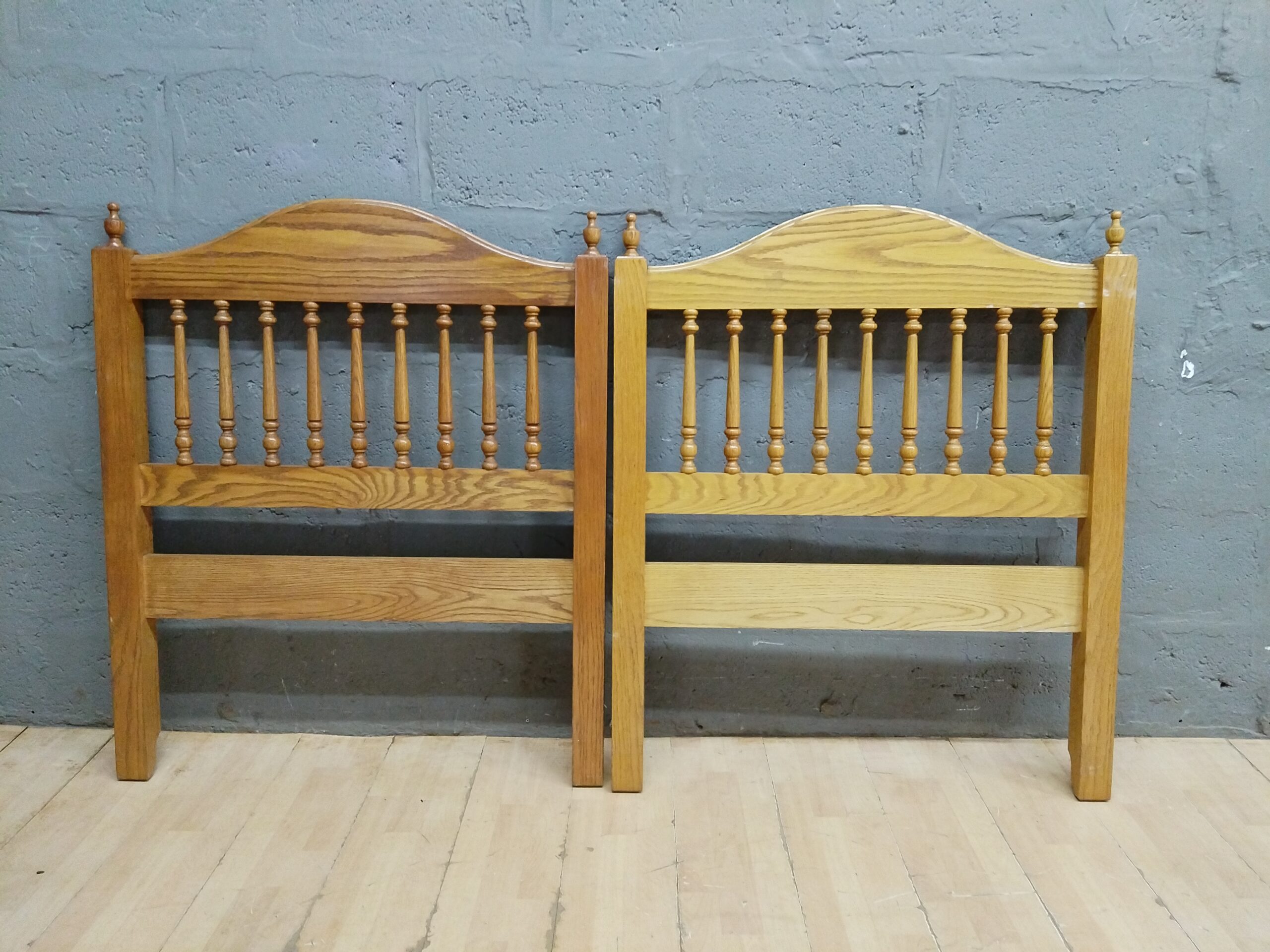 Pair of Turned-Spindle Wooden Headboards (Set of 2)