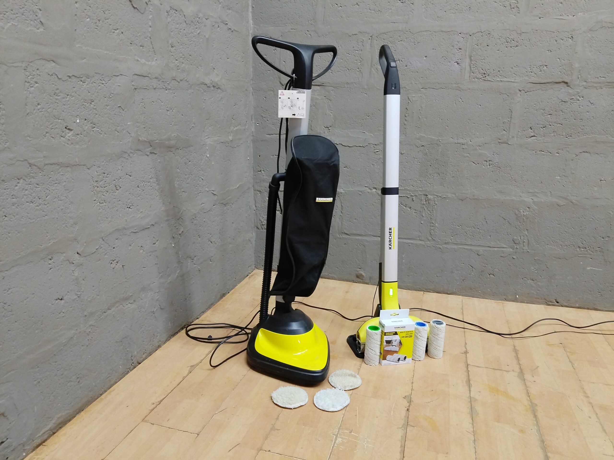 Pair of Kärcher FP 303 Upright Floor Cleaning / Polishing Machines with Accessories
