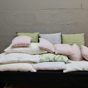 Lot of 11 Assorted Decorative Cushions & Pillow Inserts — mixed colours, used
