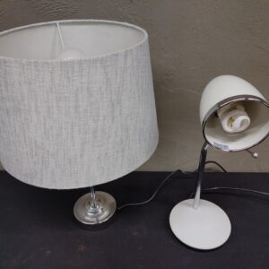 Pair of Table/Desk Lamps with Fabric Shades and Chrome Bases (Set of 2)