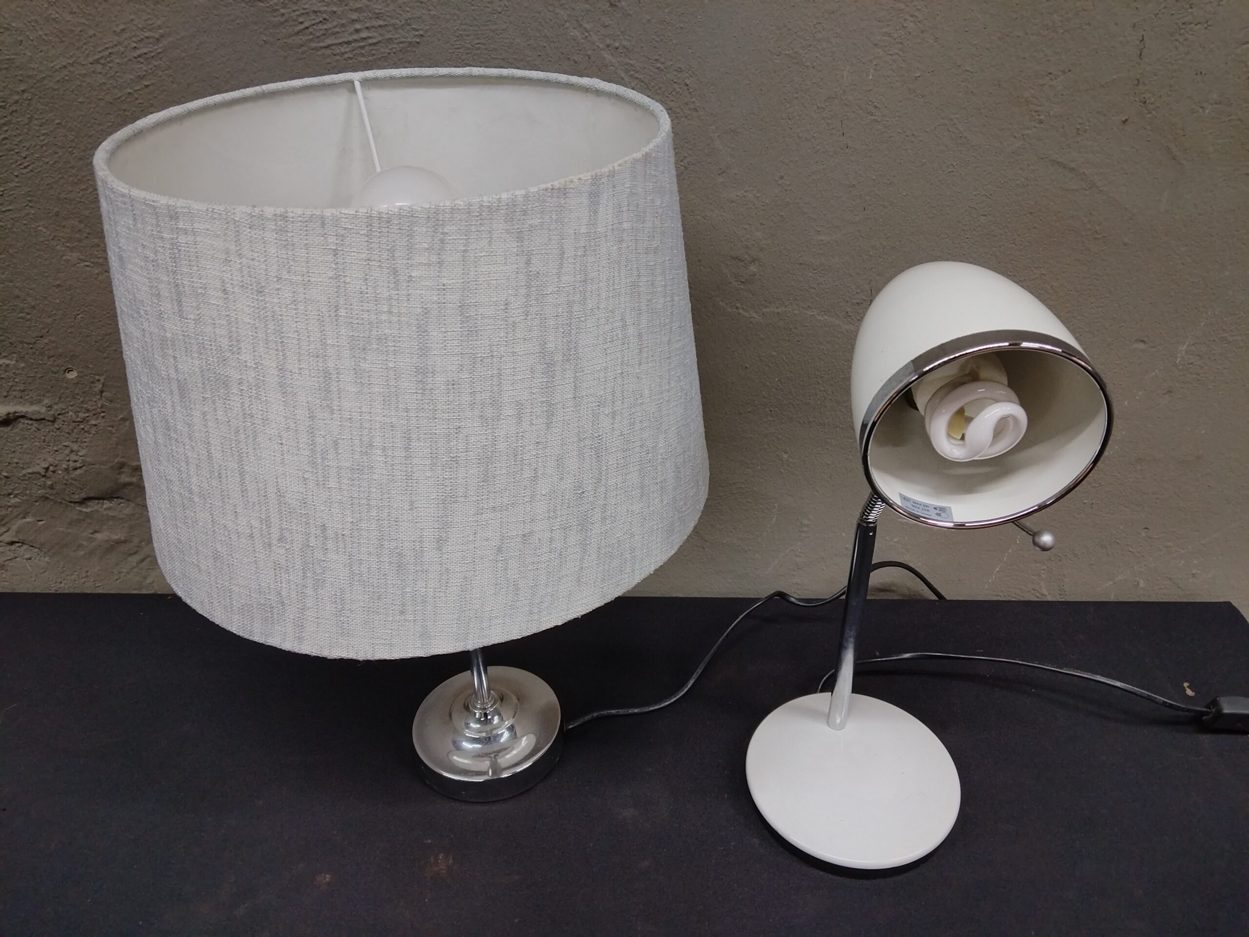 Pair of Table/Desk Lamps with Fabric Shades and Chrome Bases (Set of 2)