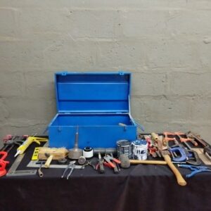 Blue Metal Toolbox with Assorted Hand Tools — Large Mixed Bundle (≈40 pcs)