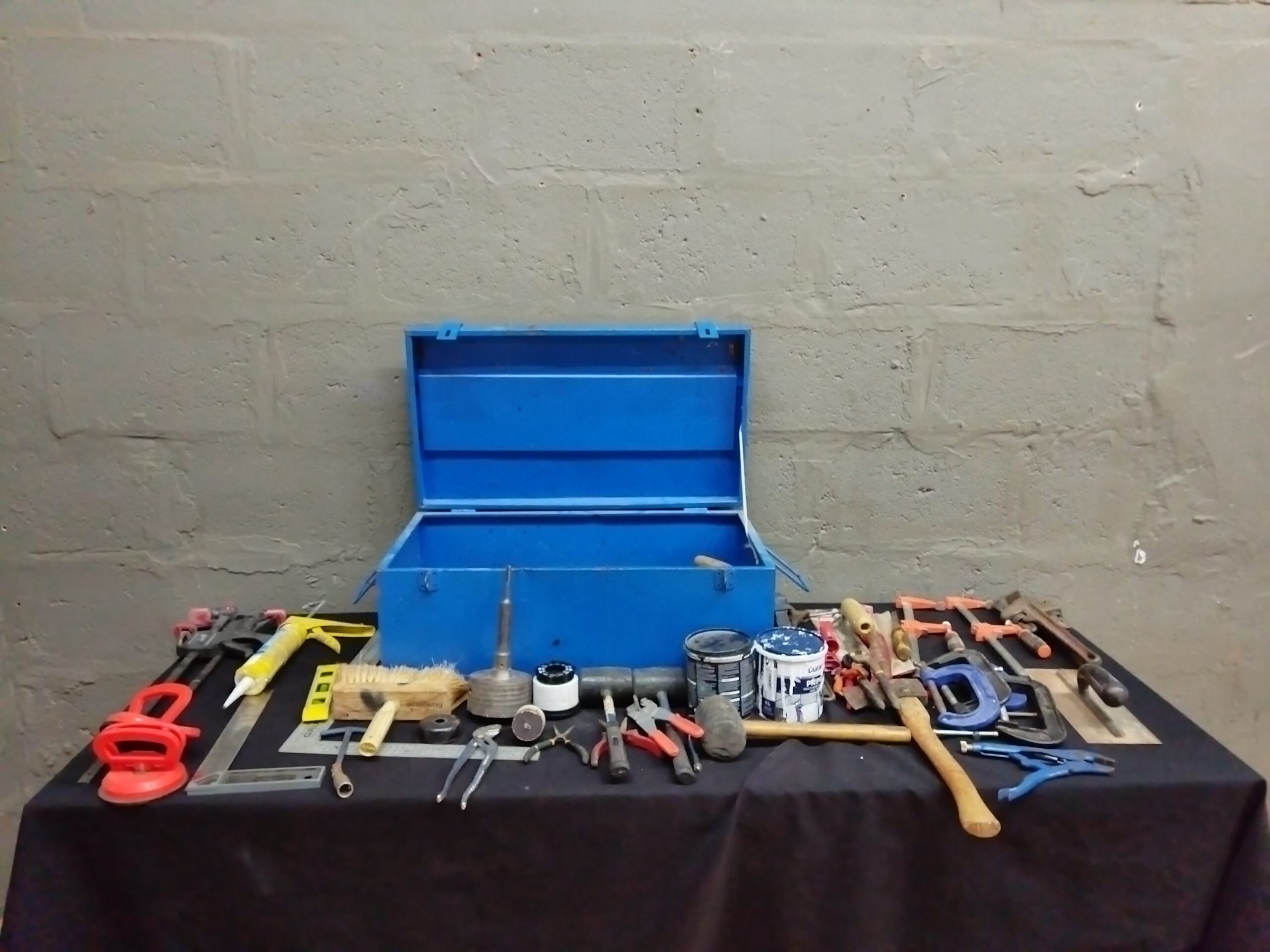 Blue Metal Toolbox with Assorted Hand Tools — Large Mixed Bundle (≈40 pcs)