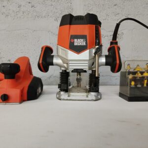 Black & Decker power tools set — plunge router + smaller handheld, 3 bit cases