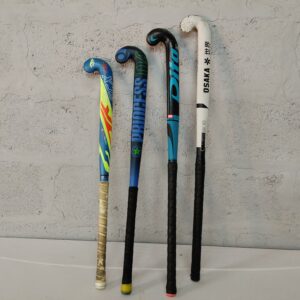 Set of 4 Used Field Hockey Sticks – Mixed Brands (Dita, OSAKA, PRINCESS + neon)