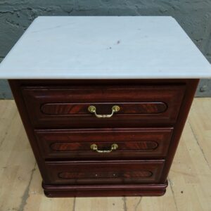 3-Drawer Bedside Table / Nightstand with White Stone Top