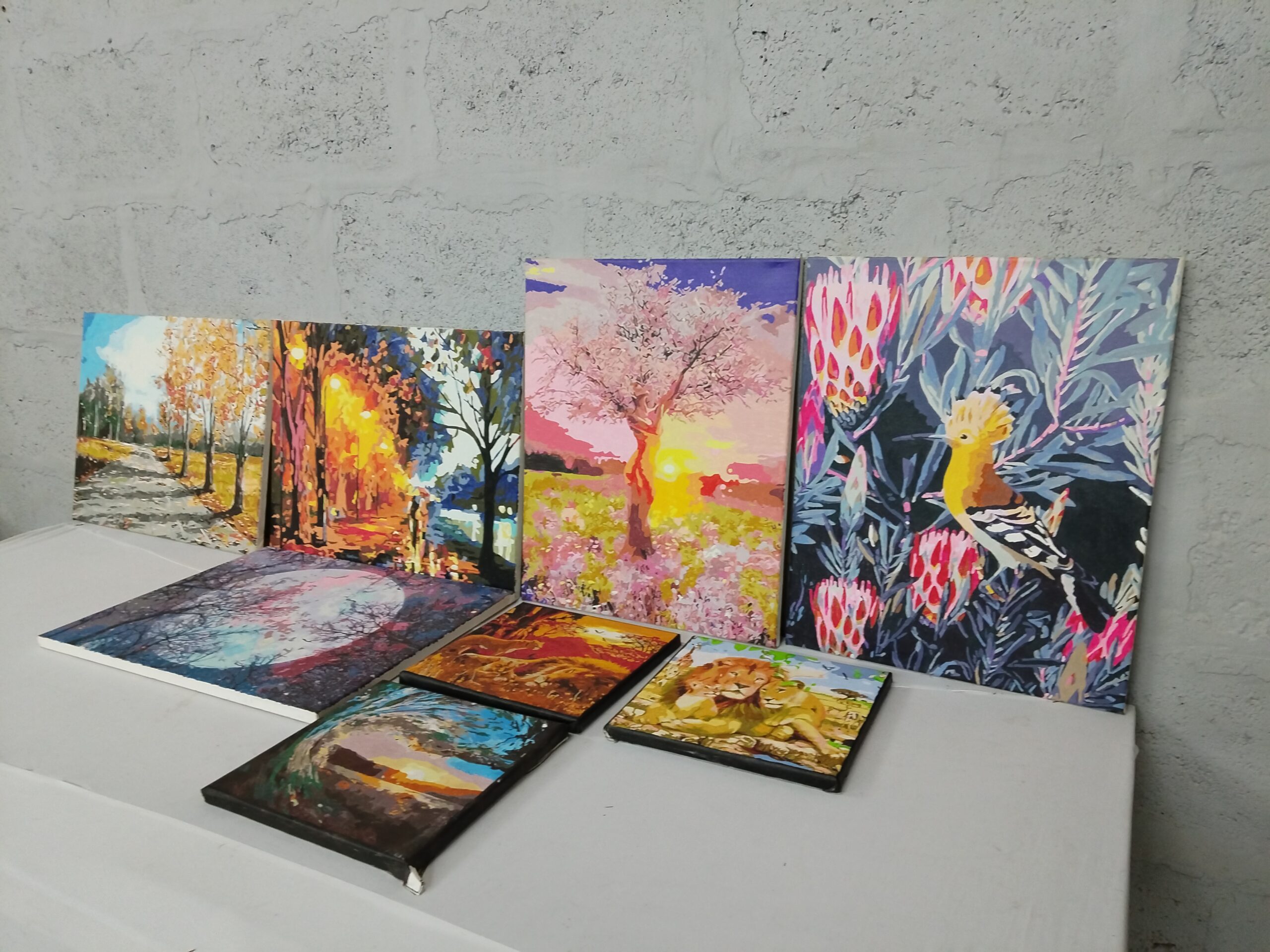 Lot of 7 Assorted Canvas Paintings — Small/Medium, Mixed Subjects