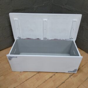 Upcycled Painted Storage Chest / Box with Hinged Lid, Cut-Out Handles