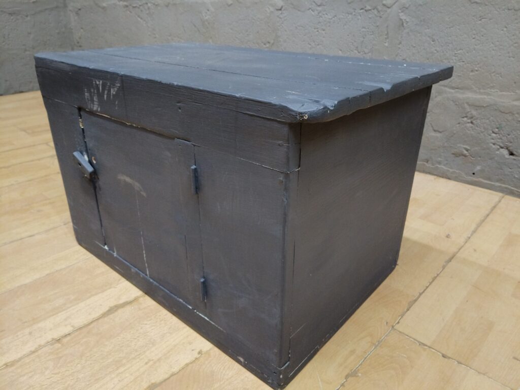 Painted Wooden Storage Box / Small Chest with Hinged Front Door