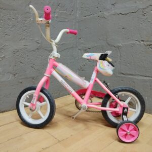 Children's Pink & White Bicycle with Training Wheels