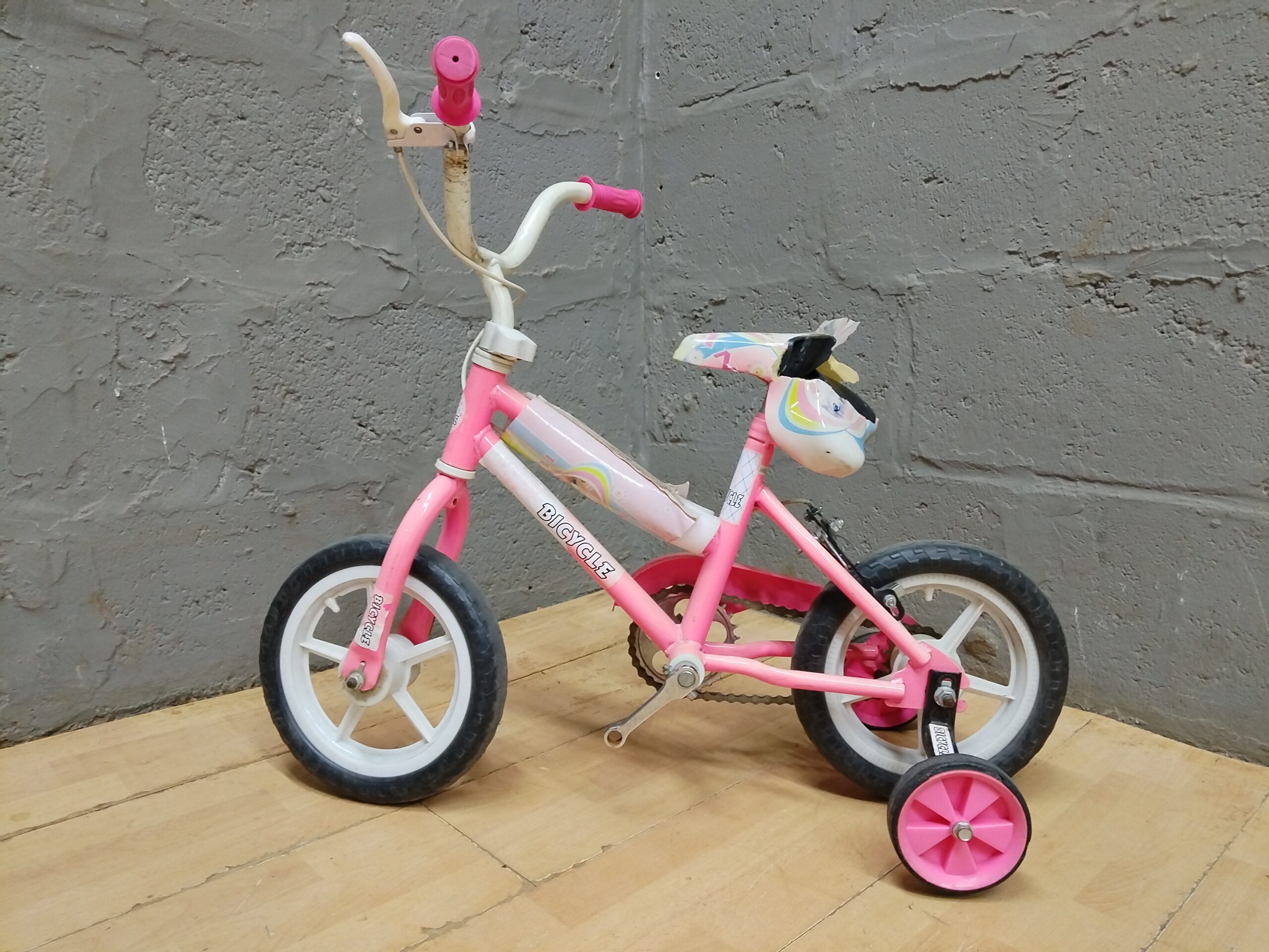Children’s Pink & White Bicycle with Training Wheels