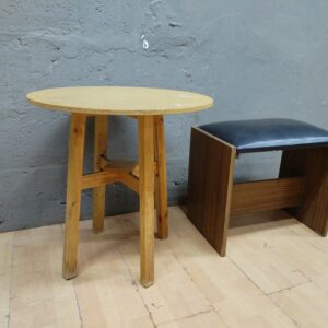 Pair of Small Wooden Stools with Padded Tops — 2-Unit Lot