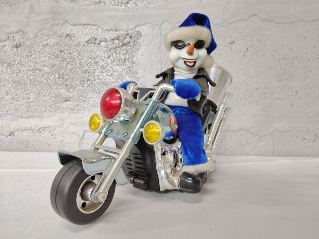 Novelty Snowman Toy on Motorcycle Figurine, 34 x 13 x 26 cm