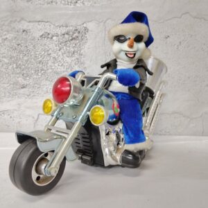 Novelty Snowman Toy on Motorcycle Figurine, 34 x 13 x 26 cm