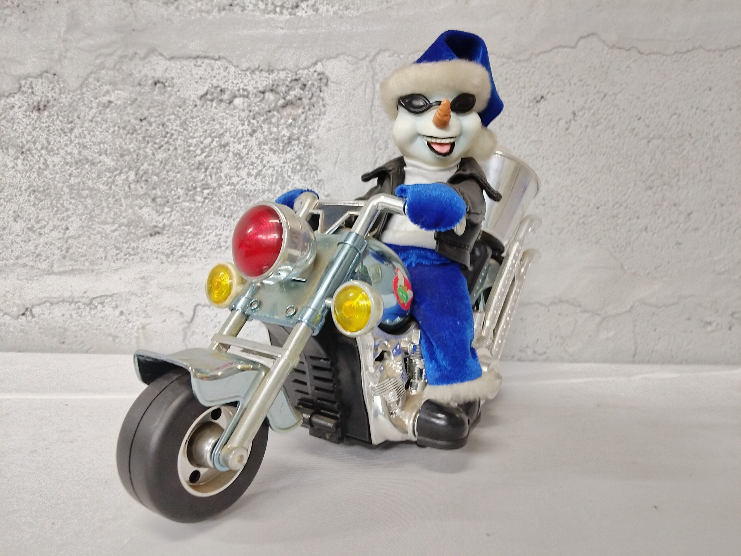 Novelty Snowman Toy on Motorcycle Figurine, 34 x 13 x 26 cm
