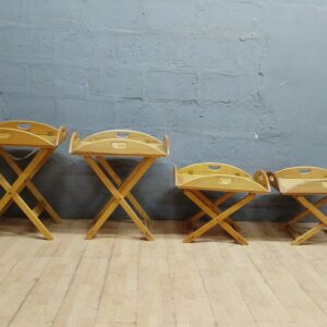 Pair of Folding Tray Tables with Removable Trays and X-Leg Stands, Light Brown